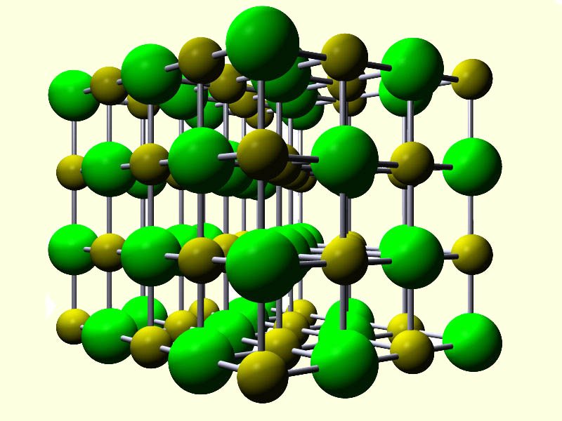 The sodium chloride lattice structre.  Giant ionic lattice structure of sodium chloride.